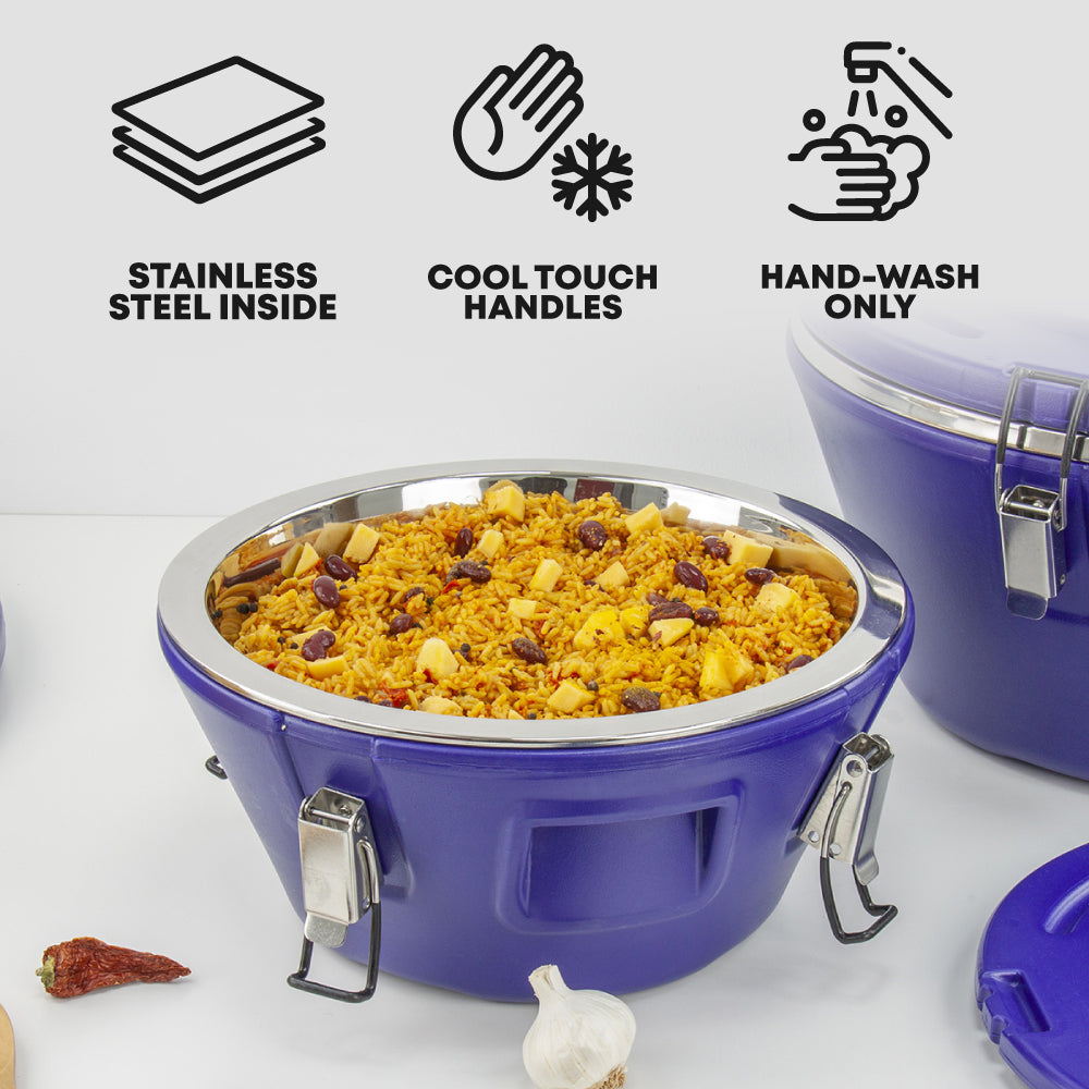 Mondo Insulated Hot Pot Blue Round 3pc Set