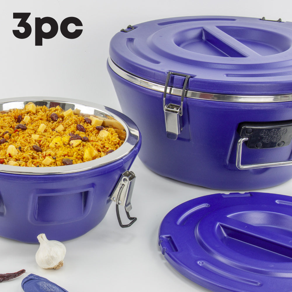 Mondo Insulated Hot Pot Blue Round 3pc Set