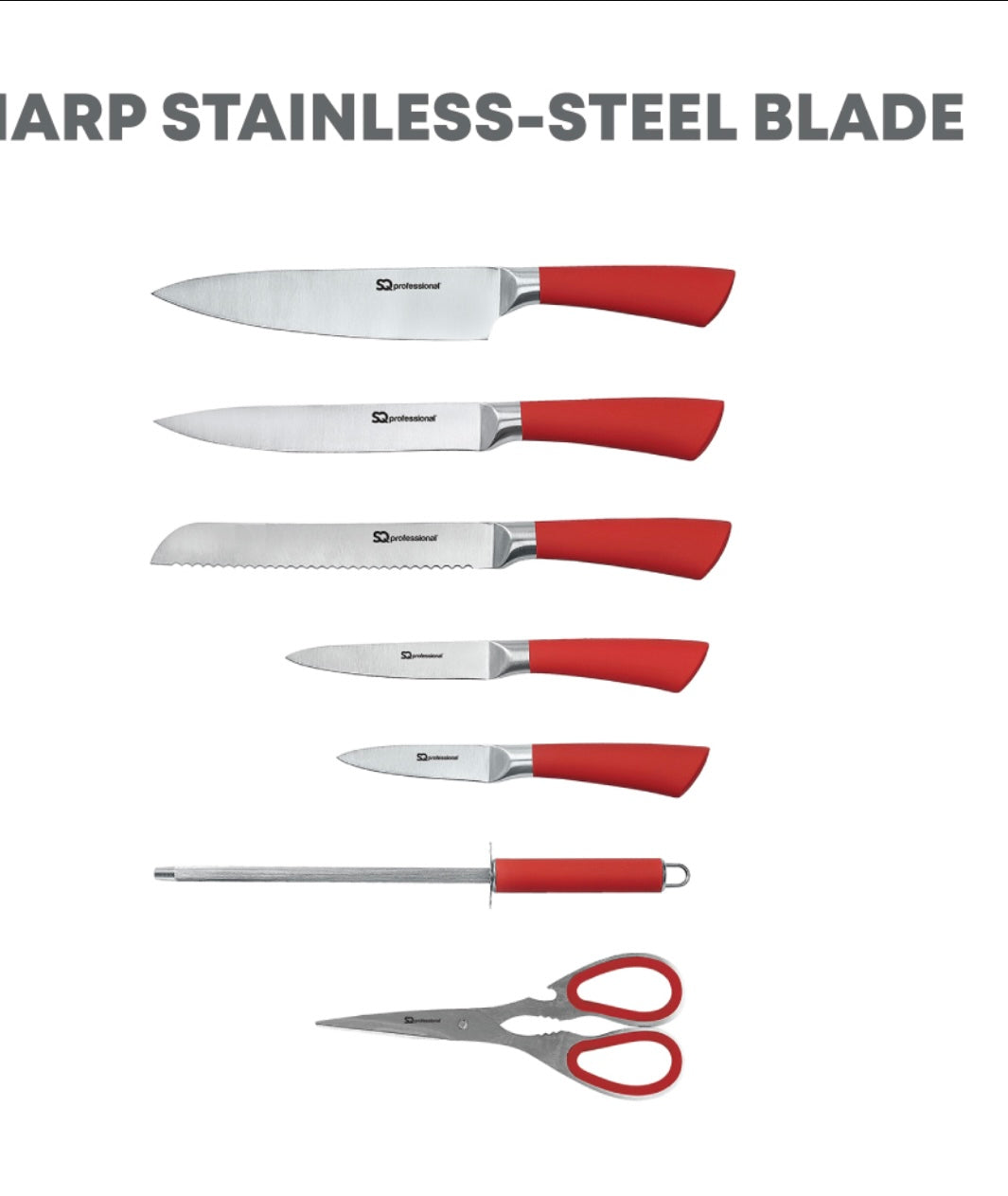 Kitchen Knife Set 8pc Red